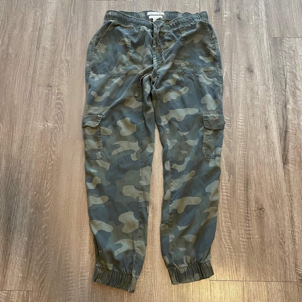 C&C California Womens Medium Jogger Pants Green Camo 100% Lyocell Cargo Utility - Picture 2 of 10